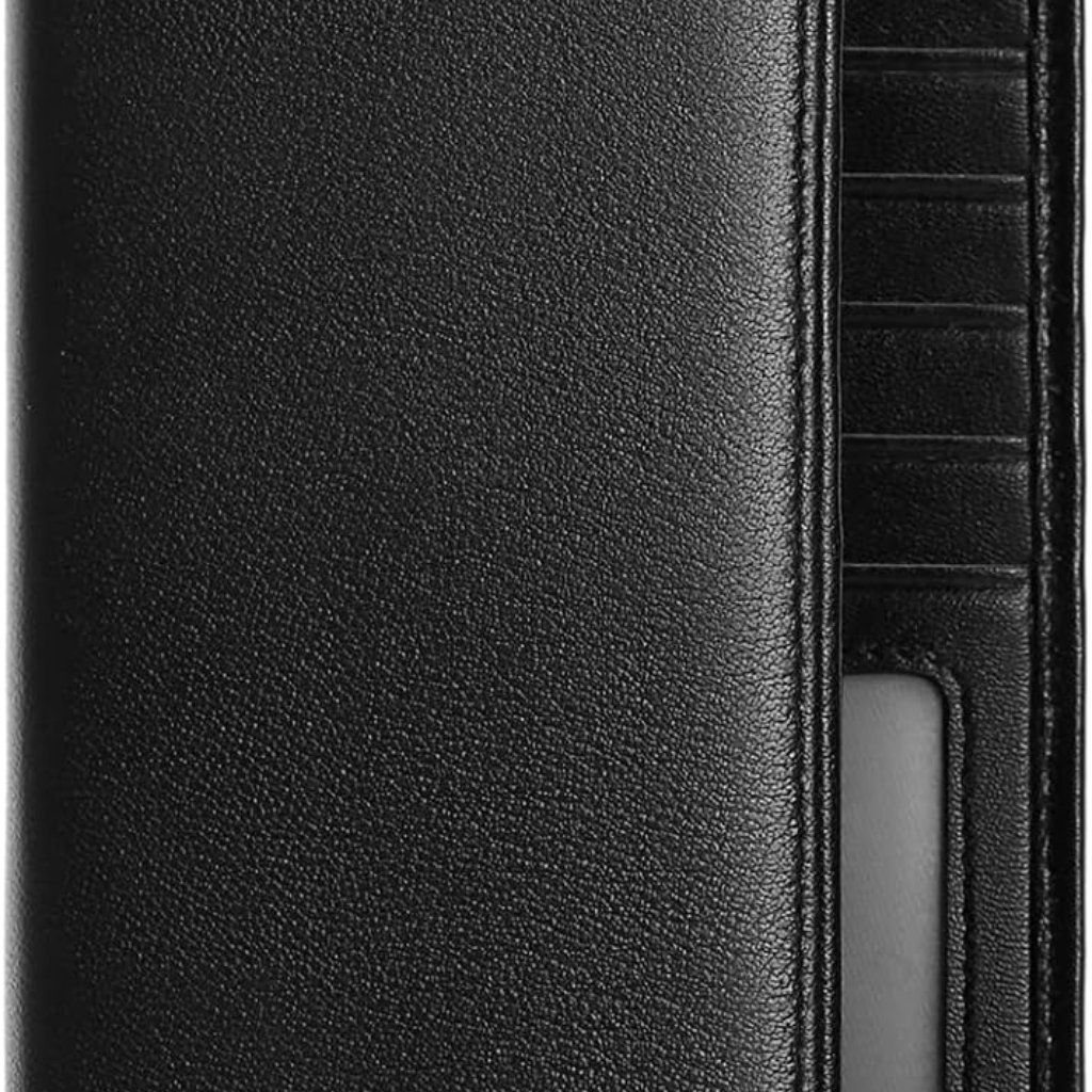 Men's Genuine Leather Slim Wallet - Secure Bifold With Rfid Protection, Black
